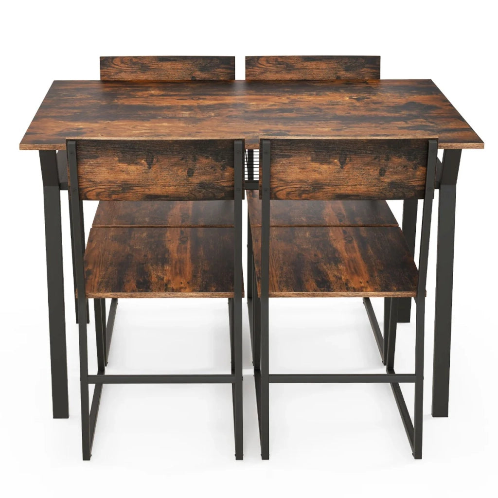 Set da pranzo composto da 5 pezzi: tavolo rettangolare 110 x 70 x 75 cm ampia zona pranzo design rustico metallo marrone 20_0020064
