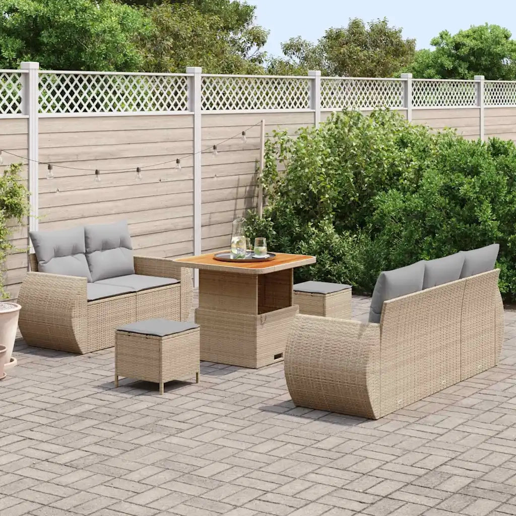Set Divano da Giardino 8 pcs Beige polyrattan 3361817