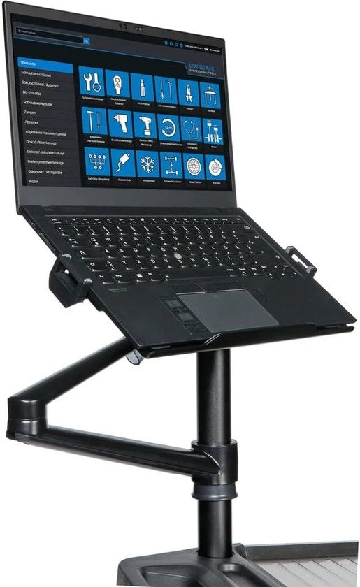 Standa per laptop adattabile per veicoli di officina - Regolazione di altezza e larghezza per laptop e tablet - Ideale per officine