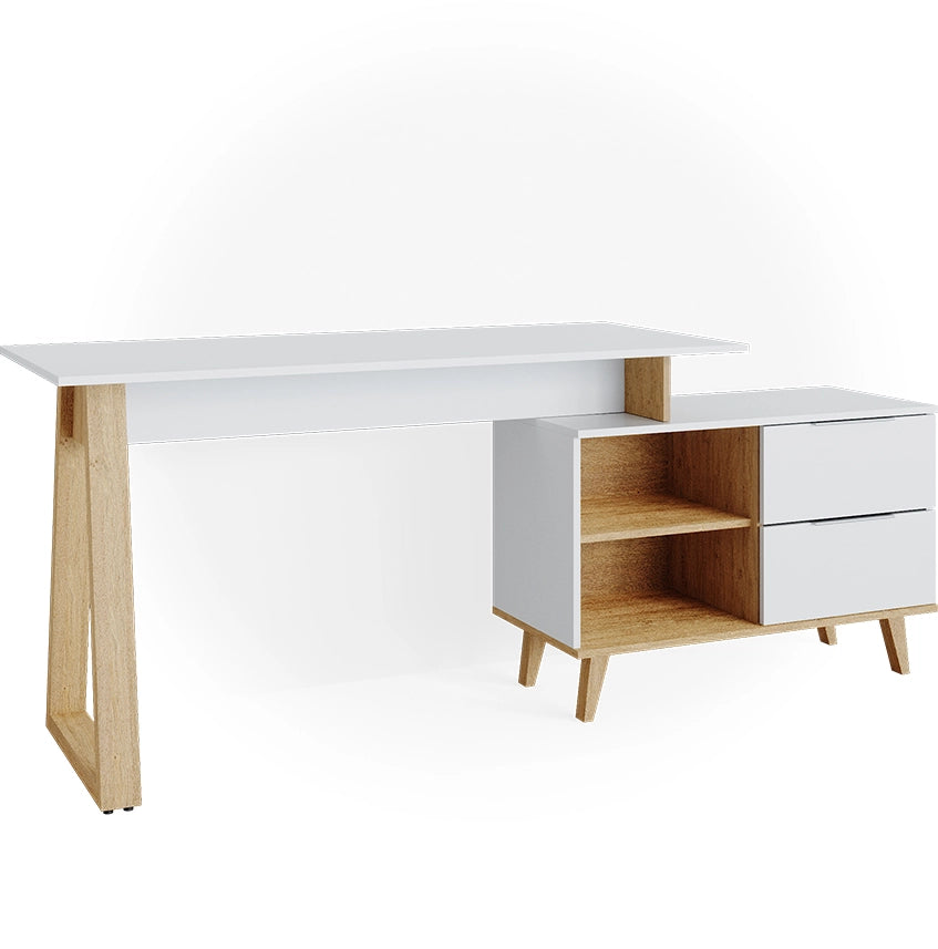 Vicco Scrivania Bianco 138 x 60 cm con cassetti XL