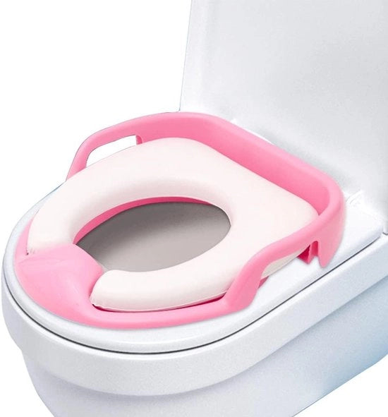 Toiletbril per Bambini con Maniglie di Sicurezza e Cuscini Comodi, Adatto per Ragazzi e Ragazze da 1 a 7 Anni, Rosa