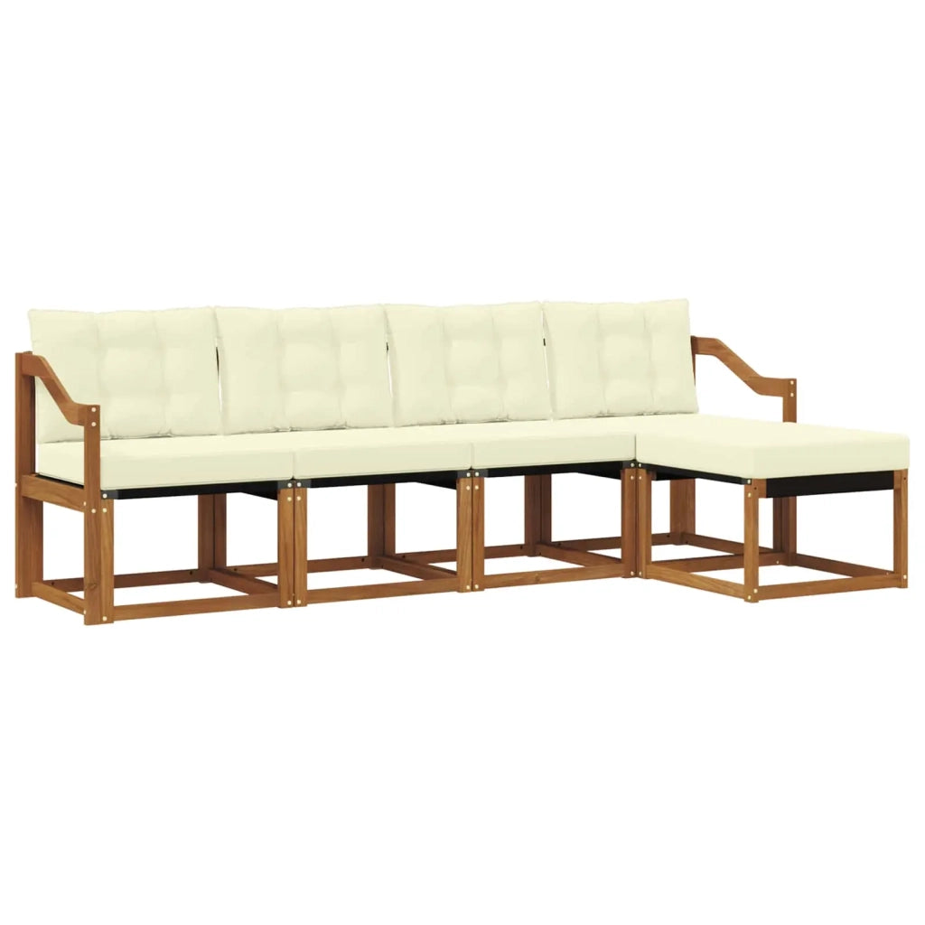 Set di divani da esterno con cuscino 5 pcs Naturale e Crema