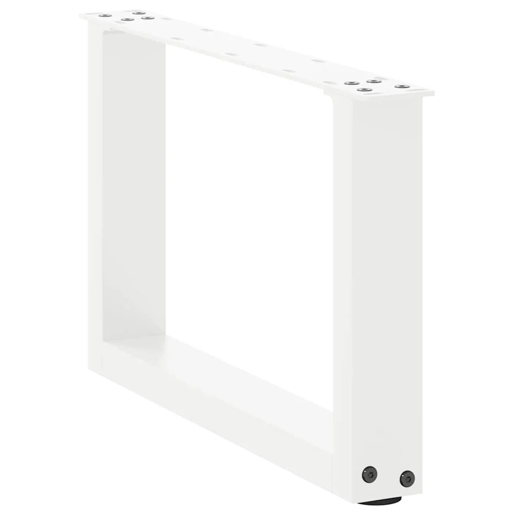 Set di 2 gambe per tavolino a forma di U 50 x 30 cm struttura robusta con moderni piedini livellatori in acciaio bianco 02_0057377