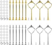 Accessori per stand di torta in acciaio inox - 3 strati - piatto per cupcake e dessert - tavola per frutta - set di 6 pezzi in acciaio inox dorato e argento