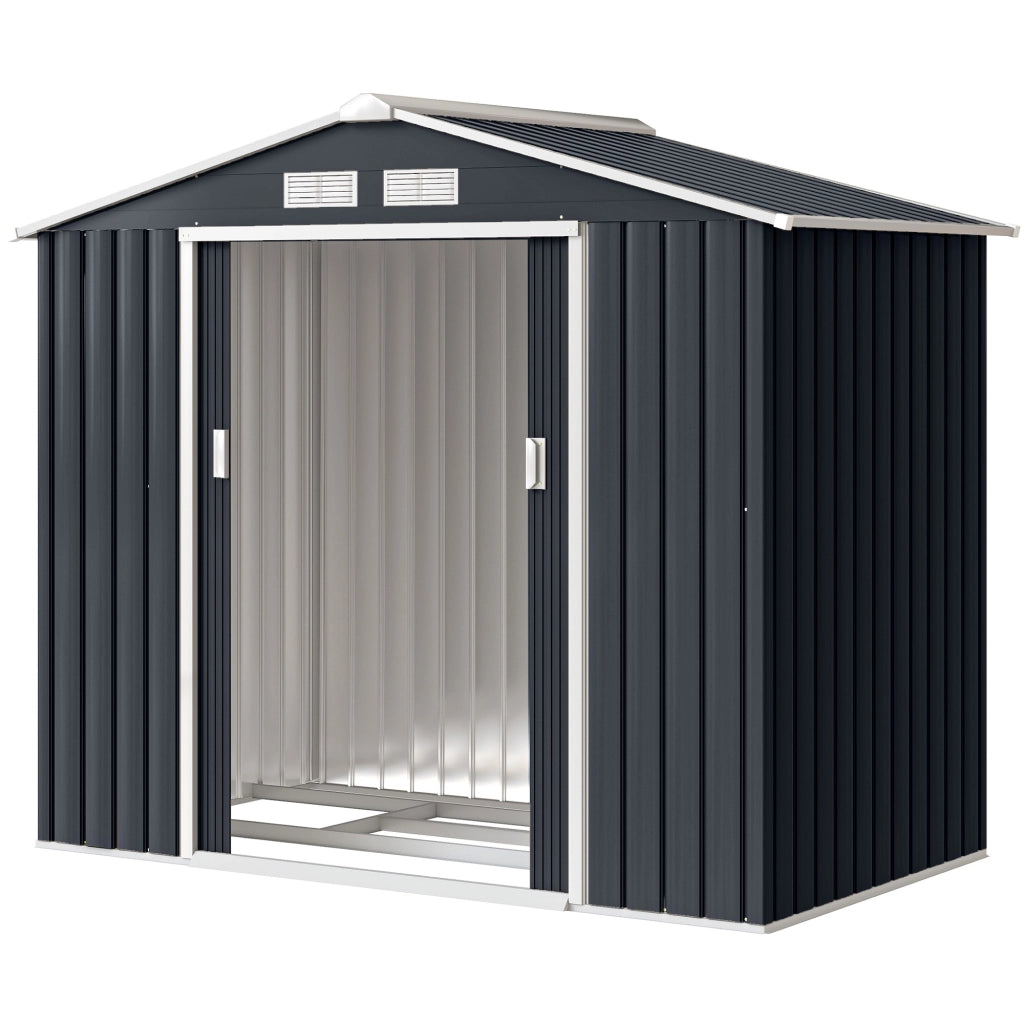 Capanno da Giardino ¨C zephmum ¨C 213x130x185 cm Grigio Scuro Metallo