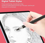 Stilo 3 in 1 Universale con Punta Fine per Tablet e Smartphone - Stilo per Touchscreen molto Sensibile con 2 Punti di Fissaggio per Disegnare e Scrivere - Nero.