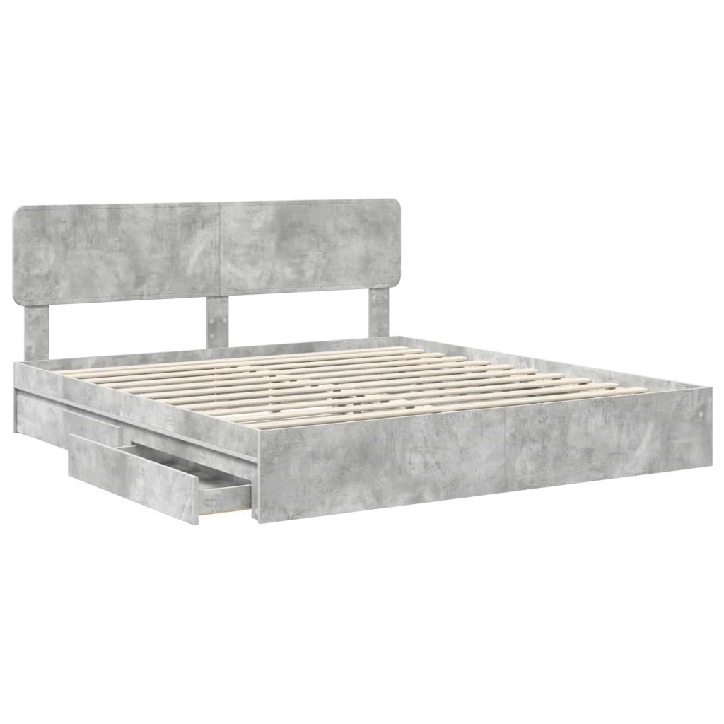 Letto con Contenitore con testiera Grigio cemento 180 x 200 cm 3412251