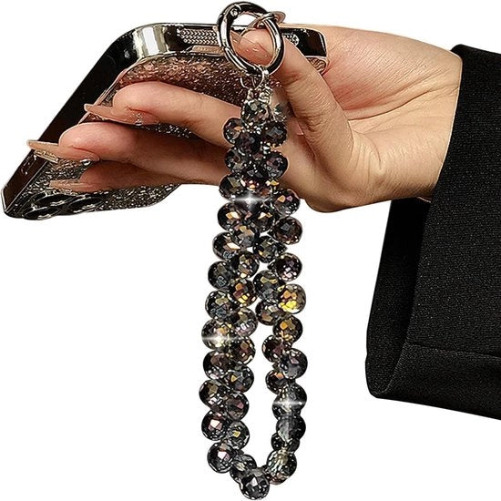 Collana per telefono cellulare con perla e pendente lucido per telefono cellulare - Cinturino per chiave per cinturino per fotocamera