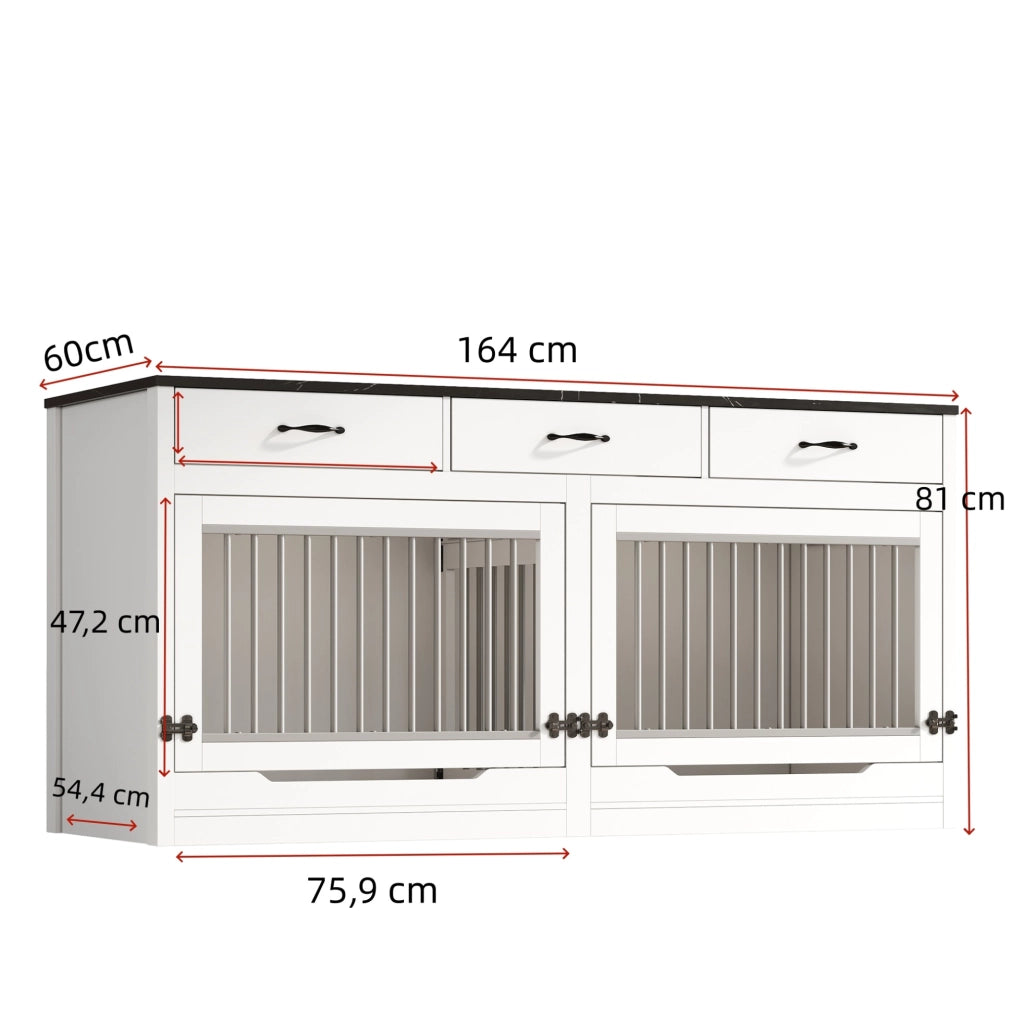 Mobile kennel per cani in MDF e metallo con 3 cassetti