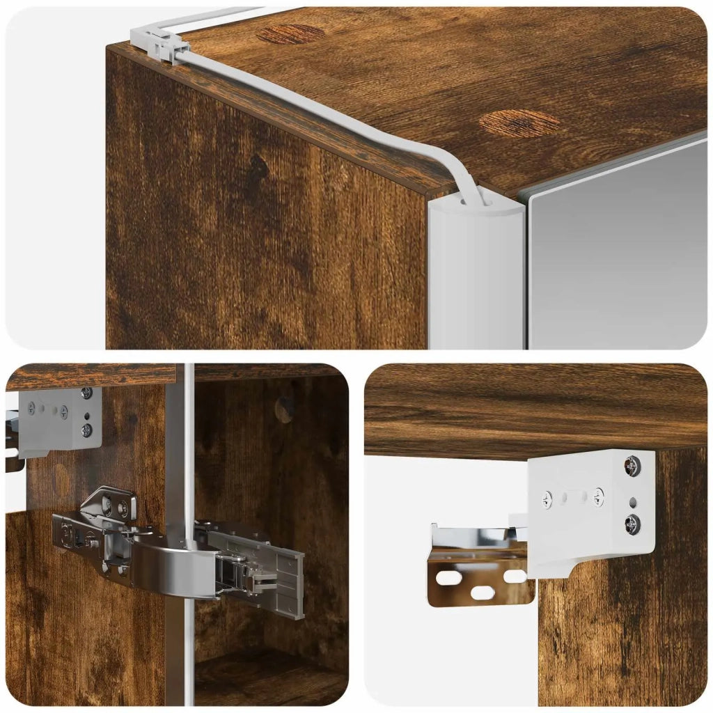 Mobiletto per specchio da bagno Rovere fumé 63,5 x 15,5 x 70 cm 889243