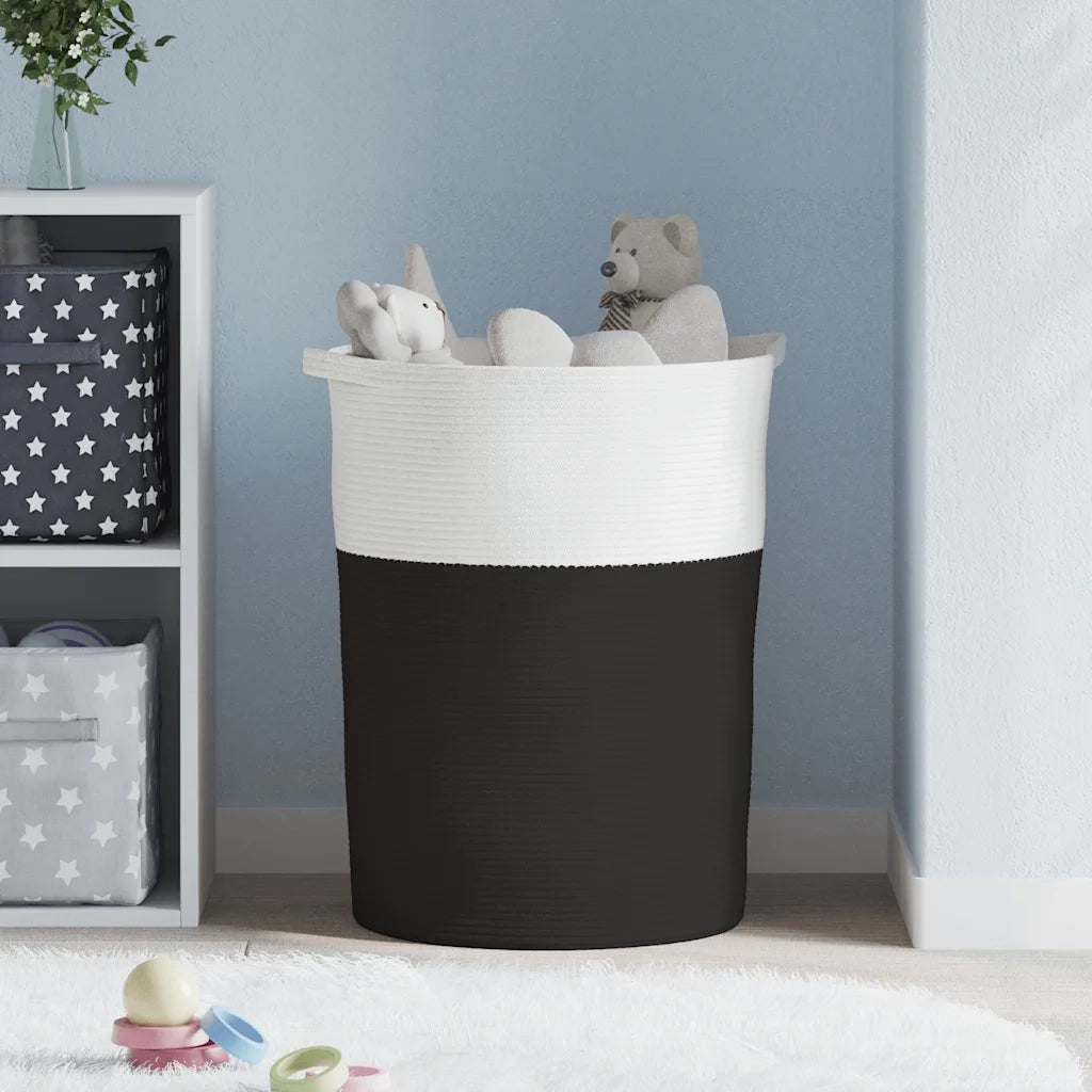 Cestino Portaoggetti Nero e Bianco ?49x65 cm in Cotone CFW3937592