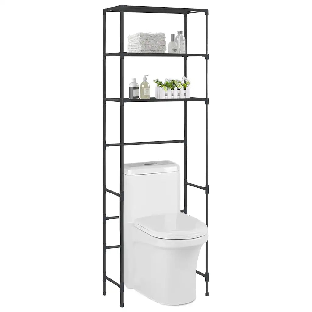 Scaffale per Bagno con 3 Ripiani Nero 53x28x169 cm CFW1002506