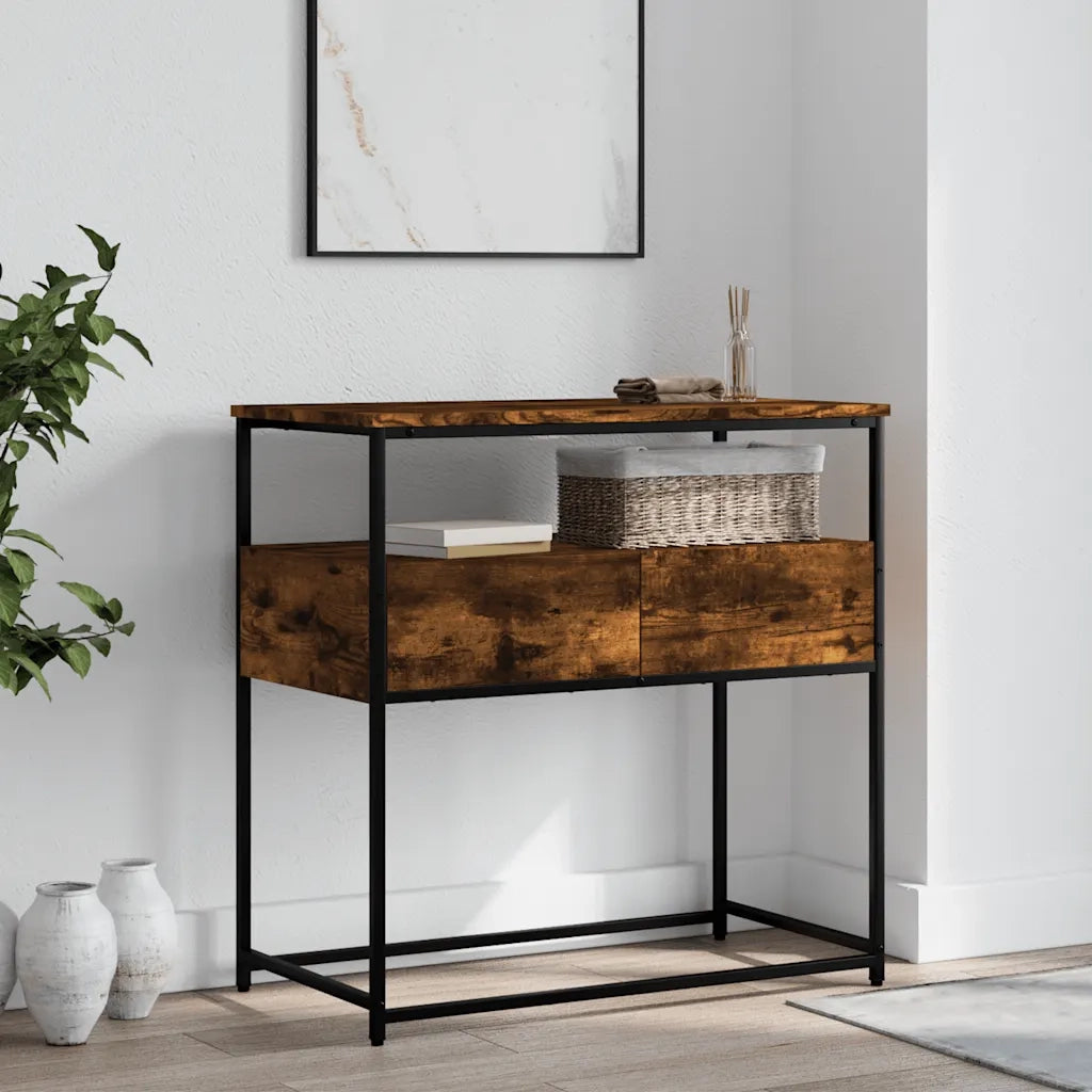 Tavolino Consolle-Tavolino da soggiorno-Tavolo Rovere Fumo 75x40x75 cm in Legno Multistrato