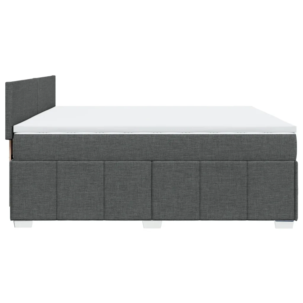 Giroletto a Molle con Materasso Grigio Scuro 200x200 cm Tessuto