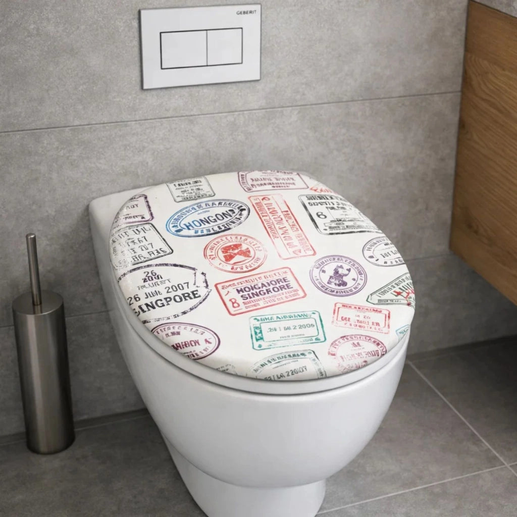 Sedile wc copri vater universale frizionato fantasia in mdf chiusura rallentata *** fantasia travel, confezione 1