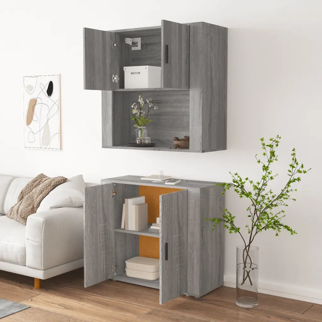 Credenza | Madia | Buffet da pranzo | Armadio da pranzo Grigio Sonoma in Legno Multistrato
