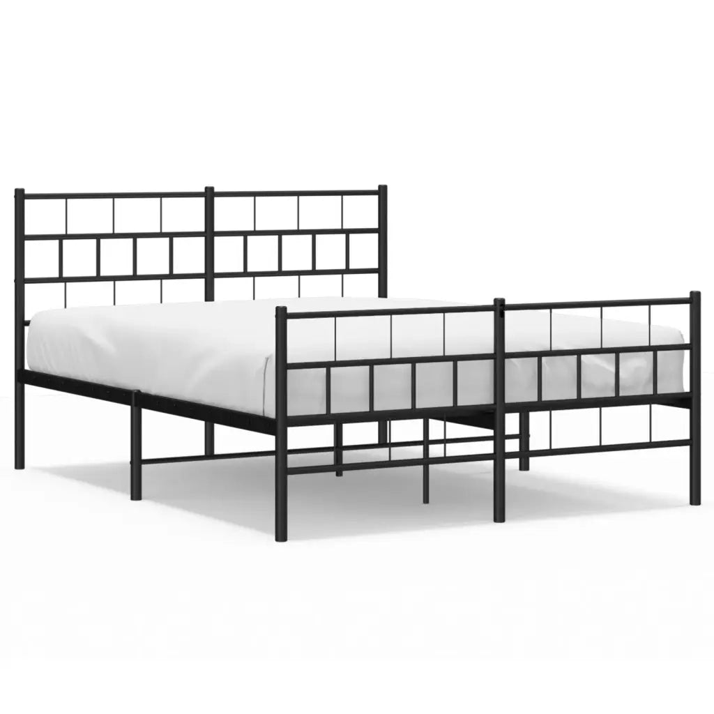 Letto matrimoniale | Letto per adulti | Giroletto con Testiera e Pediera Metallo Nero 140x200 cm