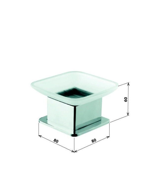 PLAZA portasapone quadrato autoportante in vetro 8x8x6 cm
