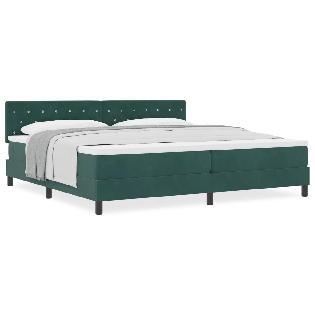 Letto a Rete con Materasso Verde Scuro 200x200 cm Velluto