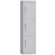 Armadio per Ufficio in Acciaio a 3 Porte Indipendenti con Serratura e 2 Chiavi, 45x38x180 cm, Grigio Chiaro