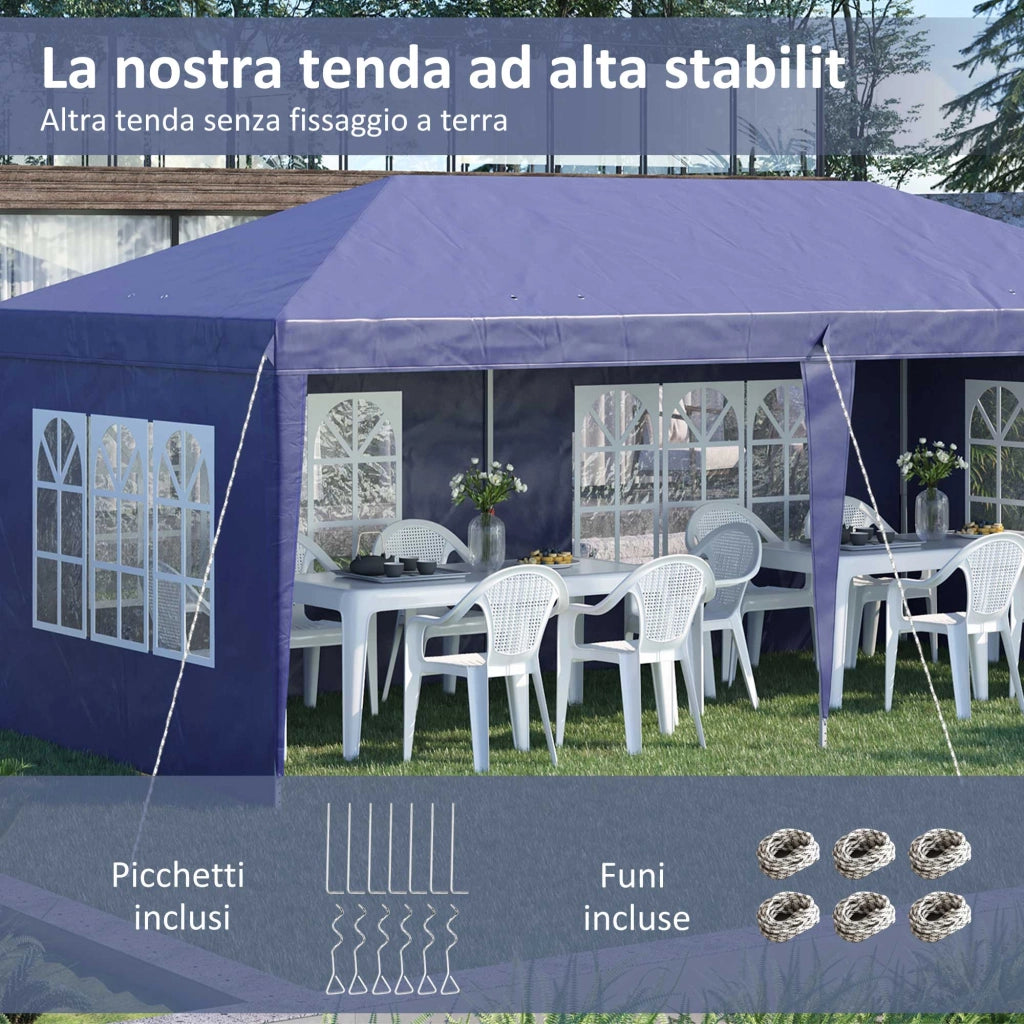 Gazebo da Giardino 6x3 m Regolabile ¨C Zephmum ¨C Acciaio Poliestere Blu