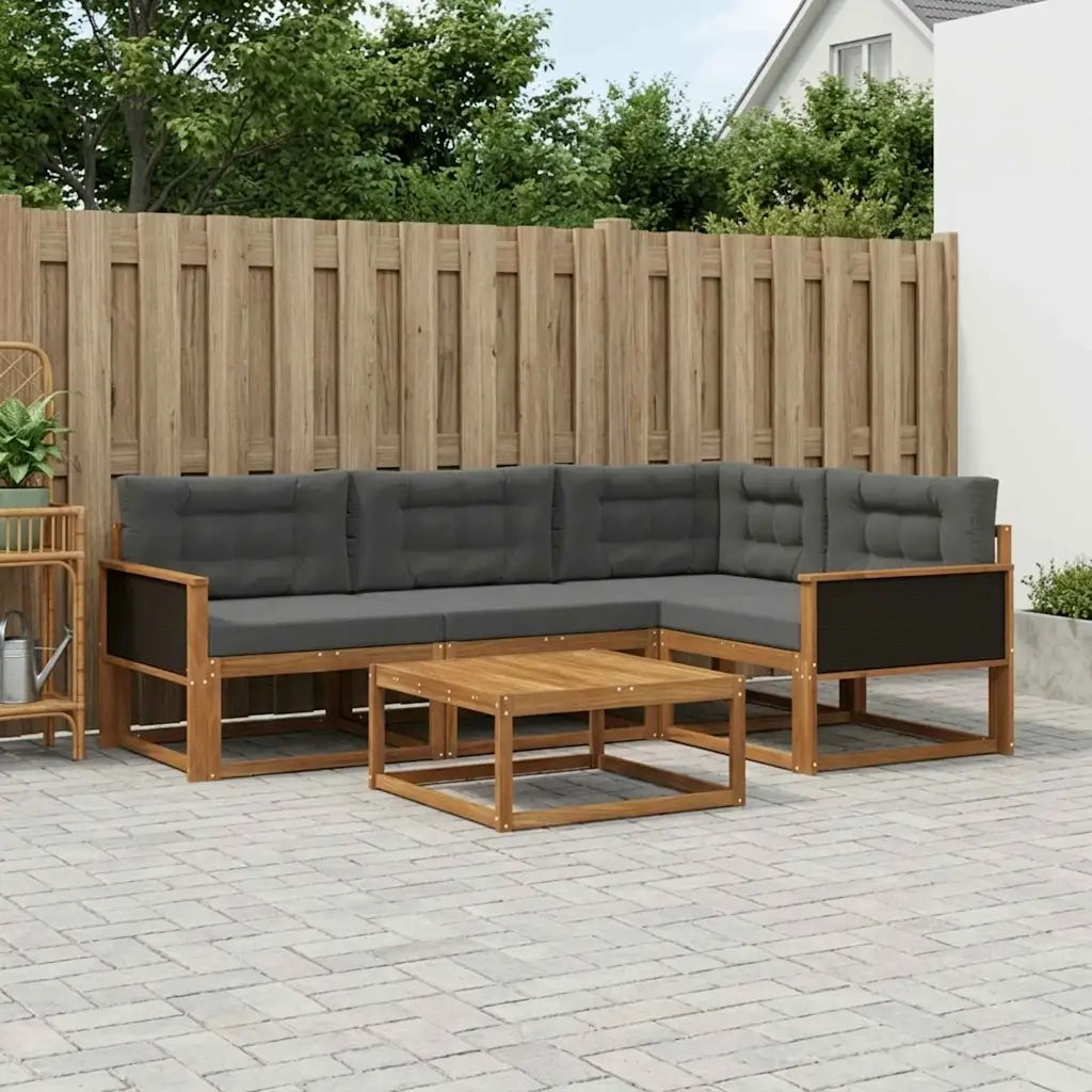 Set di divani da esterno con cuscino 5 pcs Naturale e Antracite 3382535