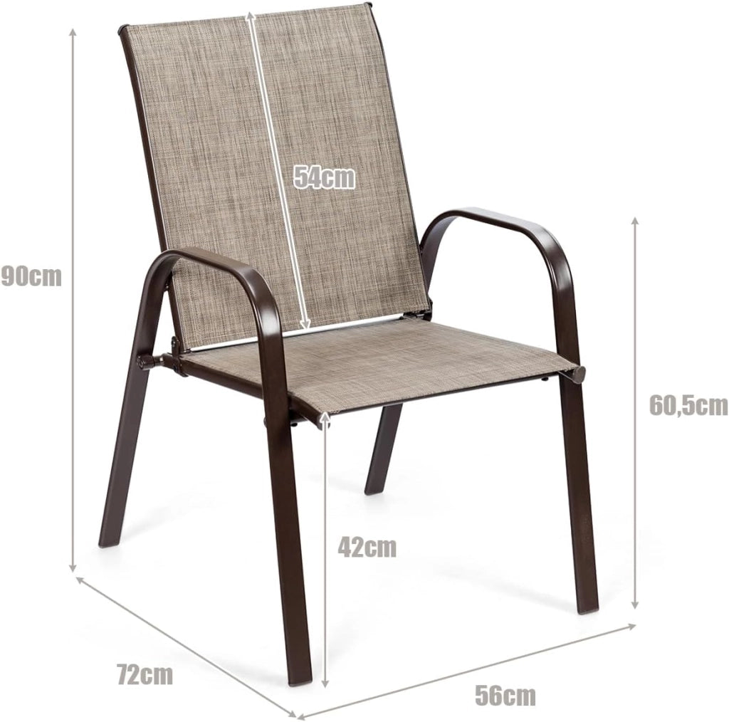 Set di 2 sedie da giardino, sedie da balcone con braccioli e schienale alto, sedie da terrazza in metallo, sedie da pranzo per patio, terrazza (grigio)