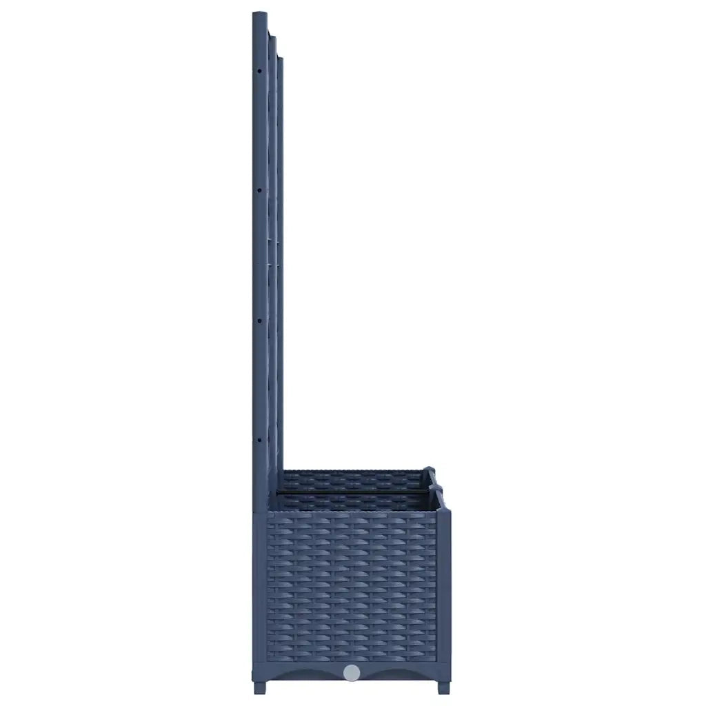 Fioriera | Cassetta per fiori | Vaso da giardino con traliccio blu grigio 80x40x136 cm PP