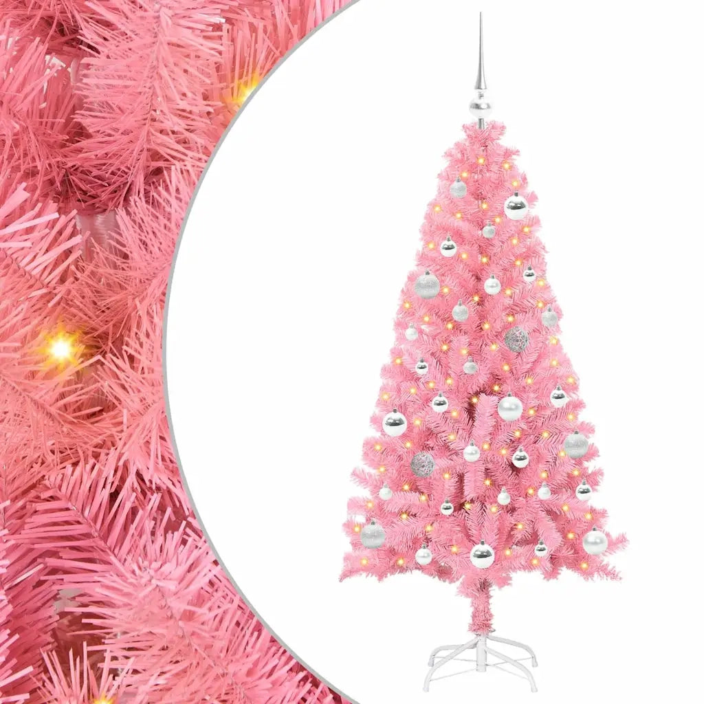 Albero di Natale | Decorazioni natalizie con 150 LED con supporto Rosa 150 cm PVC
