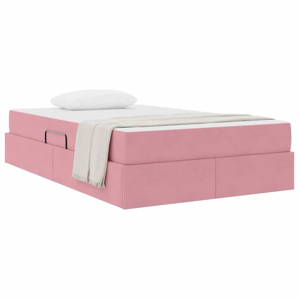 Letto con contenitore e materasso Rosa 120 x 200 cm Velluto