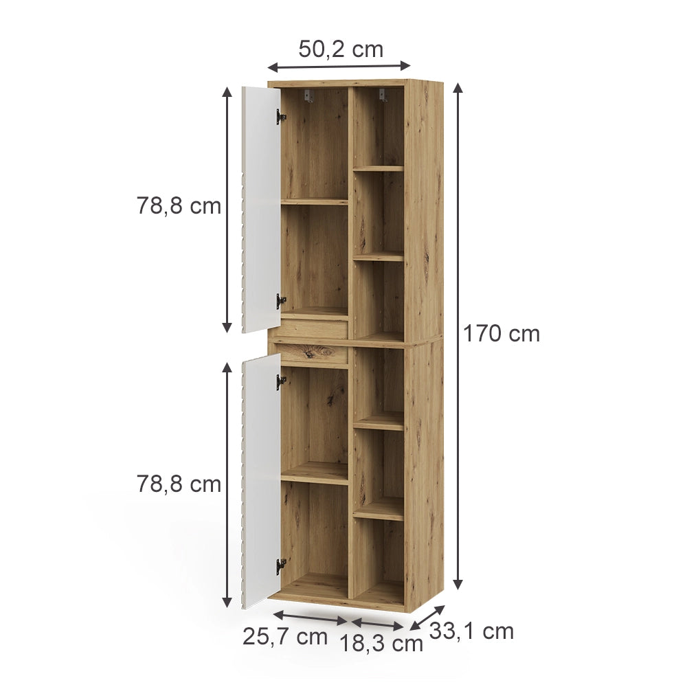 Armadio per il bagno Viola Rovere artigianale/Cachemire 50.2 x 170 cm Vicco
