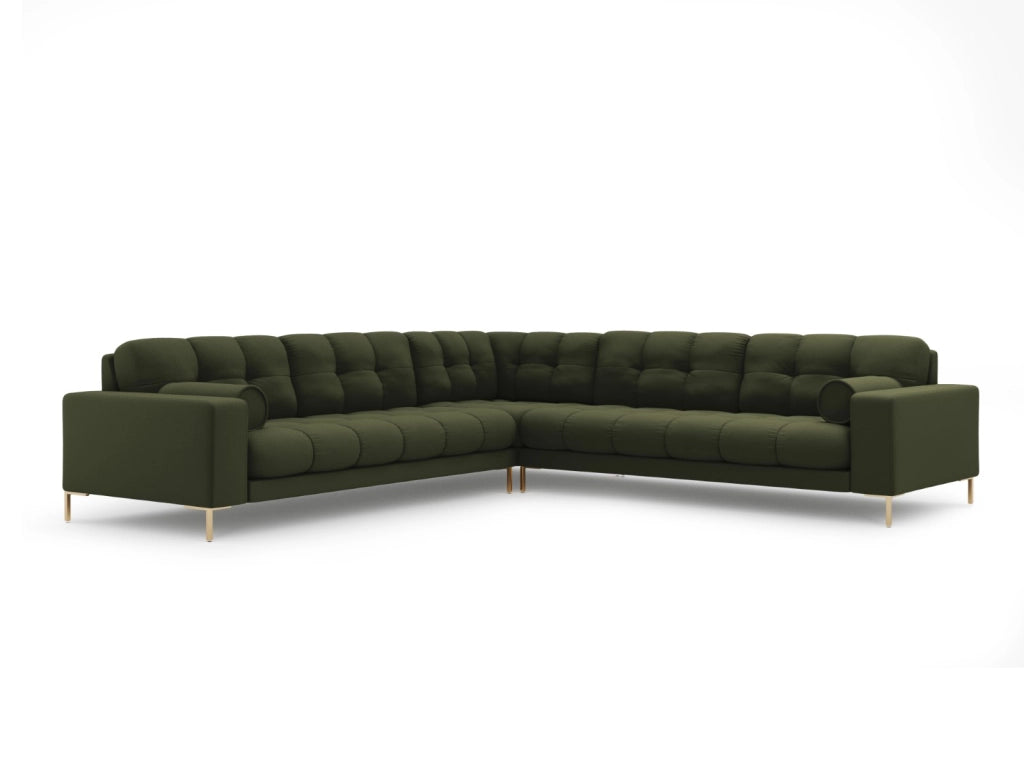 Cosmopolitan Design - Divano angolare reversibile "Bali" 6 posti in tessuto strutturato verde 