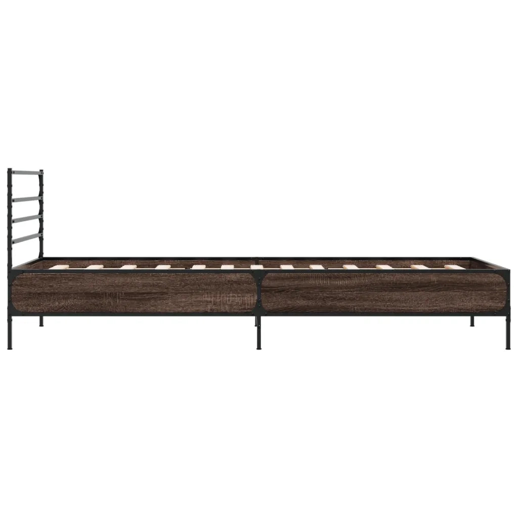 Giroletto-Struttura Letto Rovere Marrone 90x190 cm Legno Multistrato e Metallo 606217