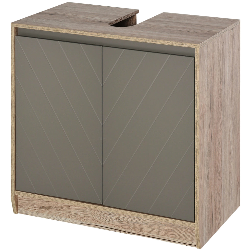 EasyComfort Armadietto Sottolavabo in MDF con Ritaglio per Lavandino con 2 Ante e 2 Mensole Regolabili, 60 x 30 x 60cm