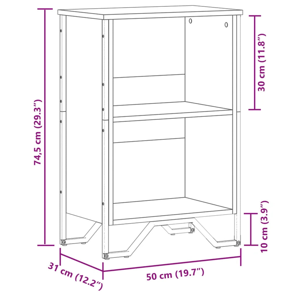Libreria Nera 50x31x74,5 cm in Legno Multistrato
