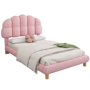 Letto singolo 90x200 cm con testiera regolabile; boucl茅; rosa