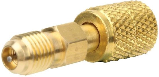 Adattatore Manometro Vuoto per Sostituzione Gas in Acciaio per Pomp R32 R410A R22 - 1/4 SAE a 5/16 Pollici - AC 1/4 Pollici Maschio SAE.