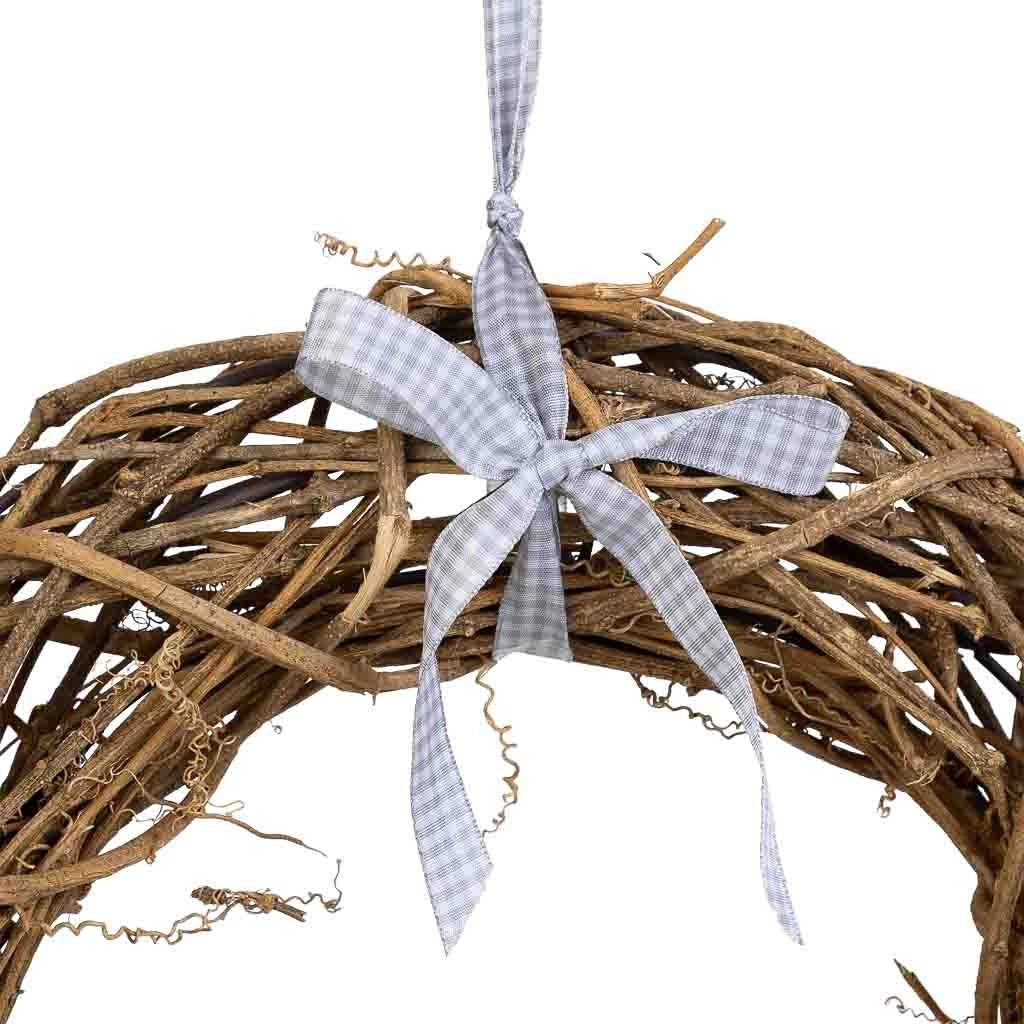 Corona di fiori da appendere in rattan naturale, D35x8h cm