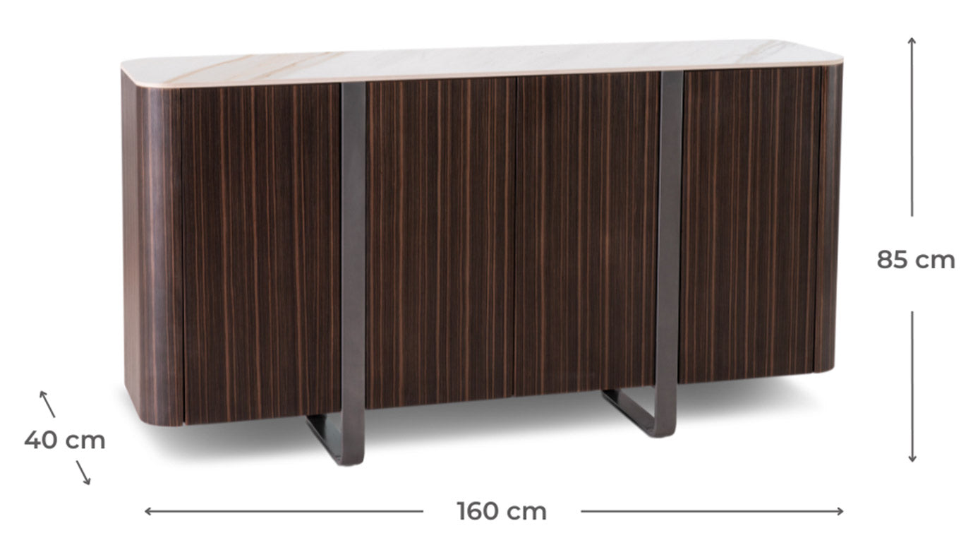 Madia 4 Ante 40x160x85 cm in Ceramica Marmo Andromeda Calacatta Oro