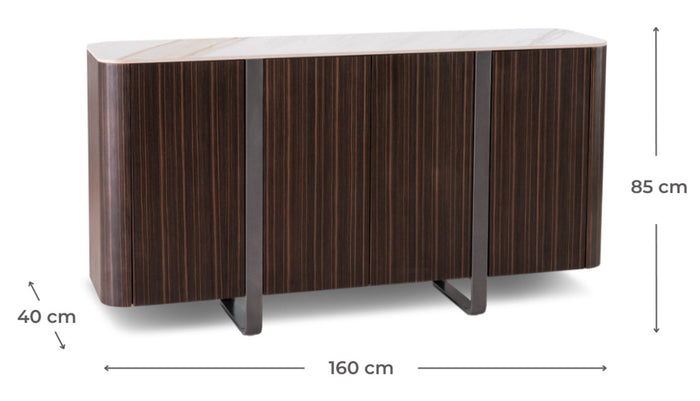 Madia 4 Ante 40x160x85 cm in Ceramica Marmo Andromeda Calacatta Oro