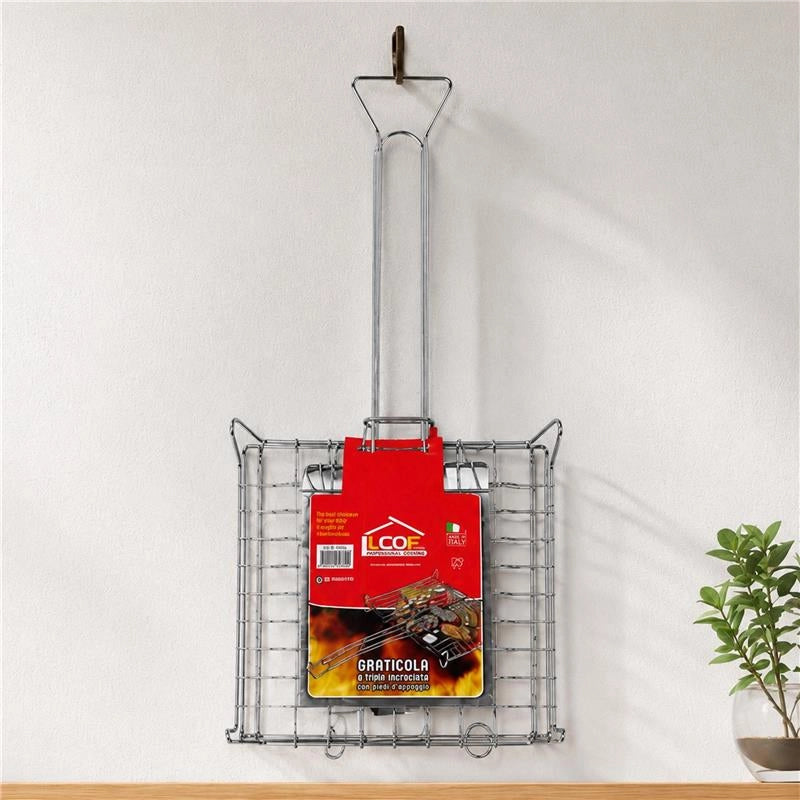 GRATICOLA BOMBATA CON PIEDINI IN ACCIAIO DIMENSIONI 40X45CM