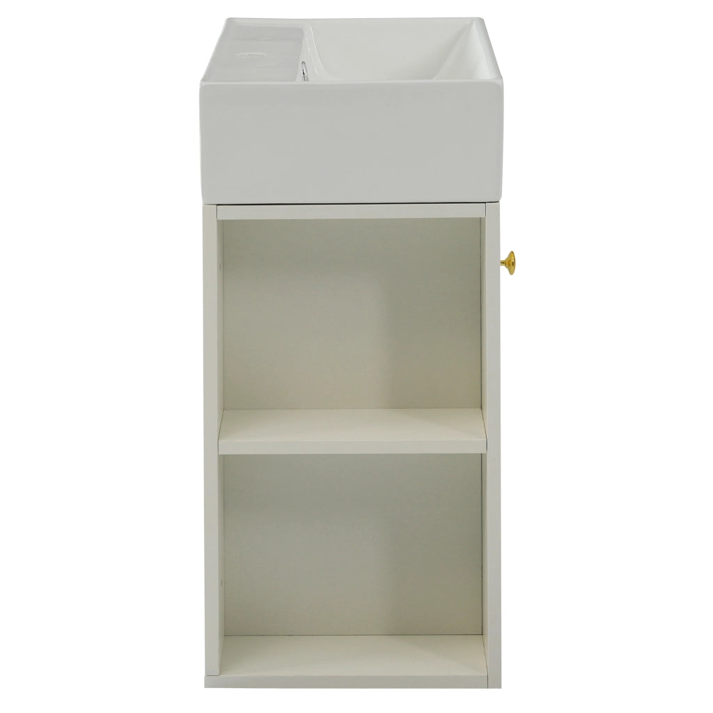 Mobile sottolavabo sospeso con lavabo integrato e vani laterali per bagno in truciolato bianco 69 × 52 × 32 cm