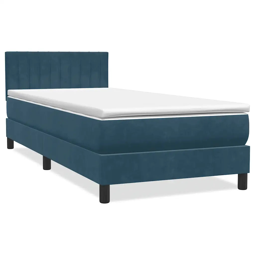 Letto a Molle con Materasso e LED Blu Scuro 80x210 cm Velluto 3317053
