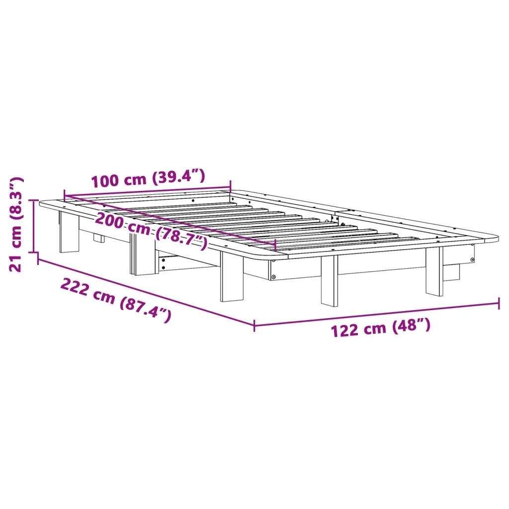 Letto senza Materasso Marrone Cera 100x200 cm in Legno di Pino