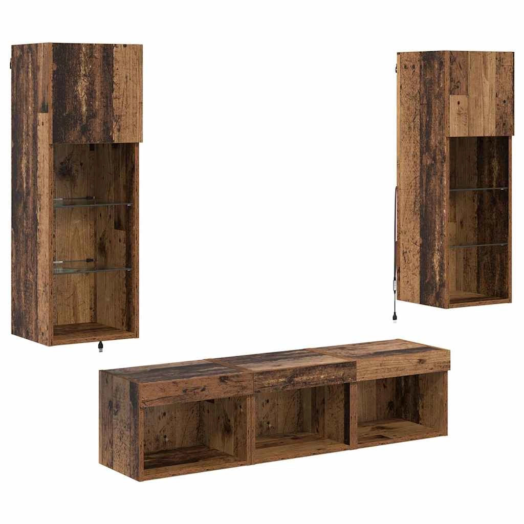 Mobile TV moderno rettangolare da parete 60 x 30 x 30 cm pratico con ripiani in vetro stile minimalista realizzato in legno di truciolato di rovere nero 02_0056085
