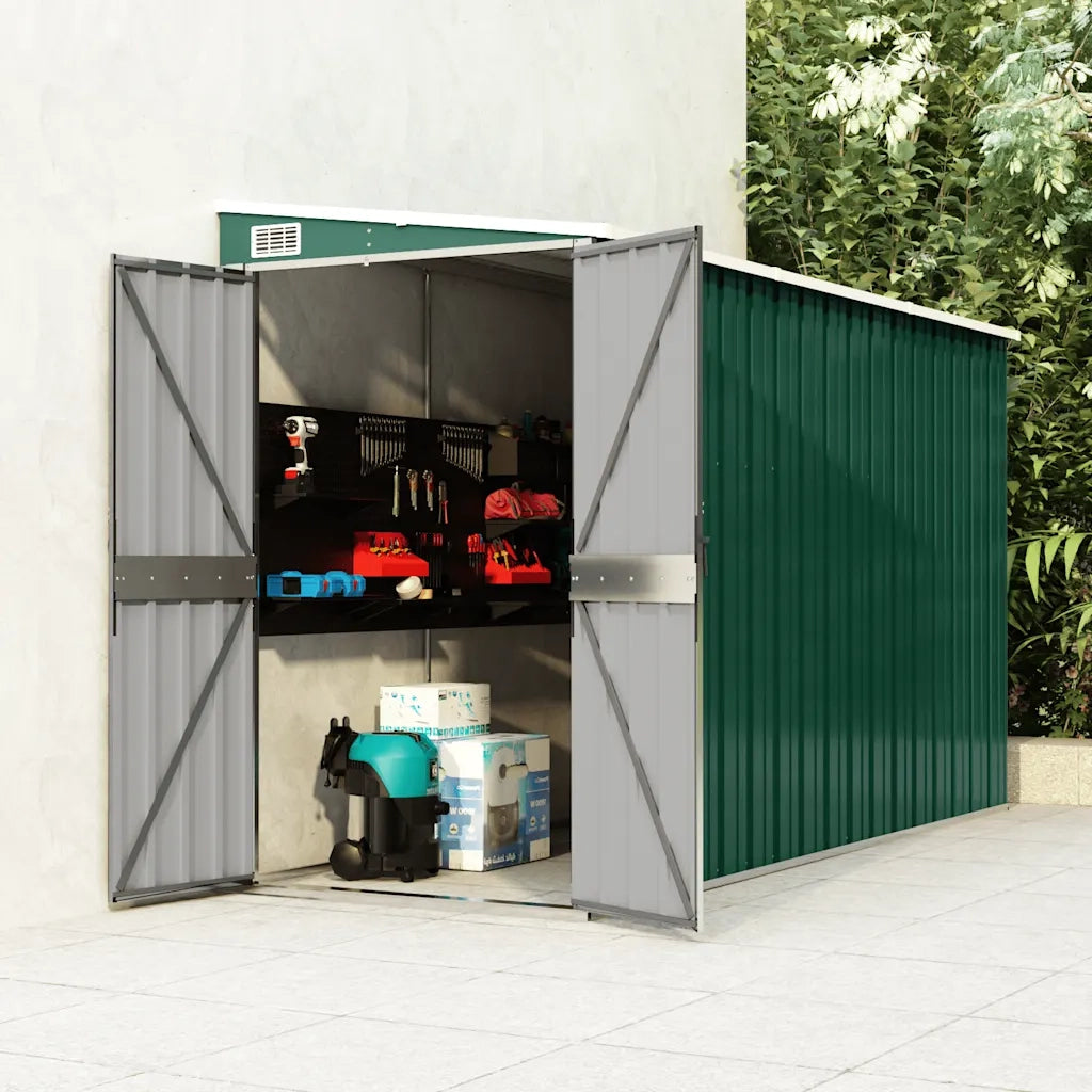 Capanno Giardino a Parete Verde 118x288x178 cm Acciaio Zincato 316225