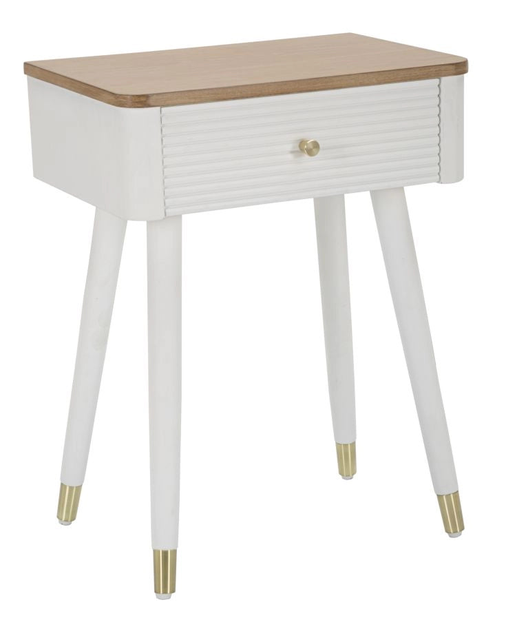 Comodino Matera 45x62x32 cm in Legno MDF e Ferro Bianco/Marrone