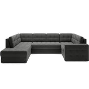 Divano angolare convertibile MONTEZA grigio scuro sinistro 299 cm con baule e letto