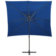 Ombrellone a Sbalzo con Doppia Copertura 250x250 cm Blu 312365