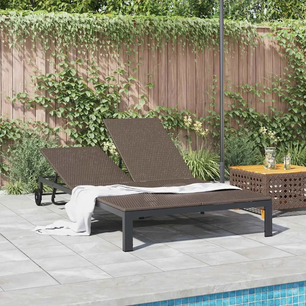 Lettino da Sole Marrone 206 x 115 x 75 cm polyrattan 42004132